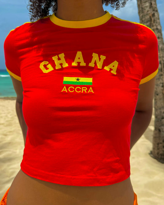 Ghana Crop Top t-shirt Billy Amsterdam y2k blokette football shirt voetbal shirt inspired